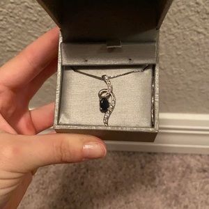 Blue stone and white stone necklace